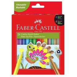 Faber Castell Comfort Keçeli Kalem 24'lü (12 Klasik + 6 Neon + 6 Metalik Renk) Yıkanabilir - 1