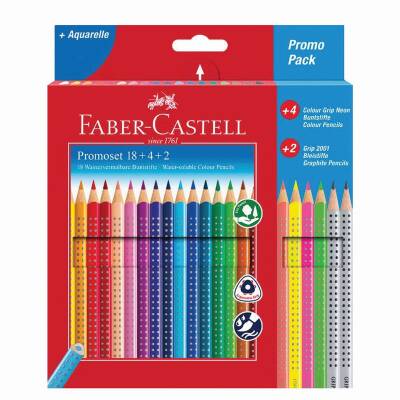 Faber Castell Grip Kuru Boya Seti 18+4+2 Promosyon Set - 1