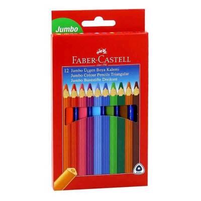 Faber Castell Jumbo Üçgen Kuru Boya 12 Renk - 1