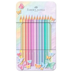 Faber Castell Parlak Renkler Kuru Boya Kalemi 12 Pastel Renk Metal Kutu - 1