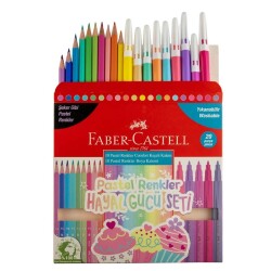 Faber Castell Pastel Renkler Hayal Gücü Seti 20'li (10 Keçeli Kalem + 10 Kuru Boya) - 1