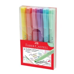 Faber Castell Textliner 38 Pastel Fosforlu Kalem 6 RENK SET - 1