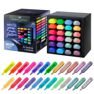 Faber Castell Textliner 46 Fosforlu Kalem 24 Renk Masa Seti - 1