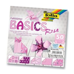 Folia Origami Kağıdı 15x15 cm. 5 Desen 50 Yaprak Basic Pembe - 1