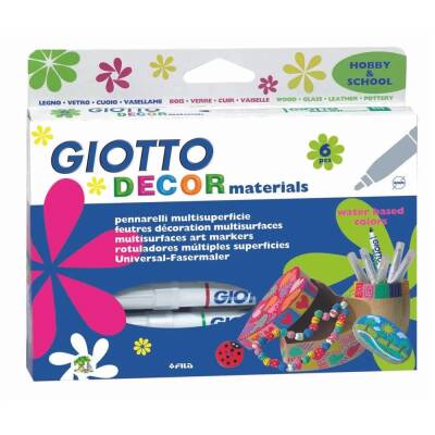 Giotto Decor Materials Her Yüzey İçin Keçeli Boya Kalemi 6 Renk - 1