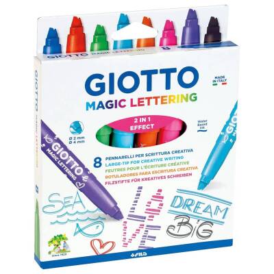 Giotto Turbo Magic Lettering Çift Çizgi Yazan Keçeli Kalem 8 Renk - 1