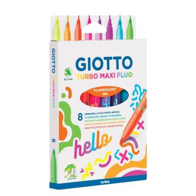 Giotto Turbo Maxi Fluo Kalın Uçlu Keçeli Boya Kalemi Fosforlu 8 Renk - 1