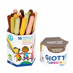 Giotto Turbo Maxi Skin Tones Kalın Uçlu Keçeli Kalem 16'lı Pot Ten Tonları - 1