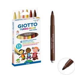 Giotto Turbo Maxi Skin Tones Kalın Uçlu Keçeli Kalem 6'lı Ten Tonları - 1