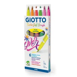 Giotto Turbo Soft Brush Fluo 6 Renk Fırça Uçlu Keçeli Kalem - 1