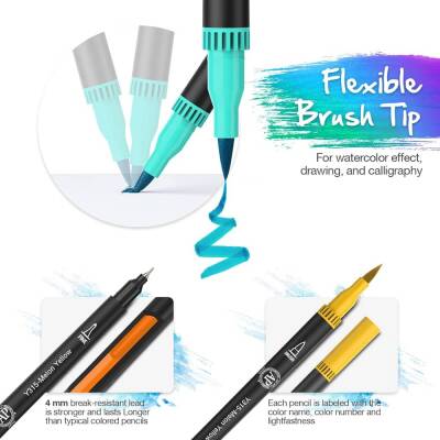 Hethrone Çift Uçlu Brushpen + Fineliner Kalem Seti 100 Renk Metal Kutu - 4