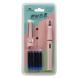 Jinhao 619-B Dolma Kalem f Uç (Piston + 5 Tüp) Pudra Pembe - 1