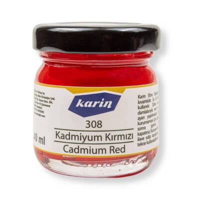 Karin Geleneksel Ebru Boyası 308 Cadmium Kırmızı 40 ml - 1