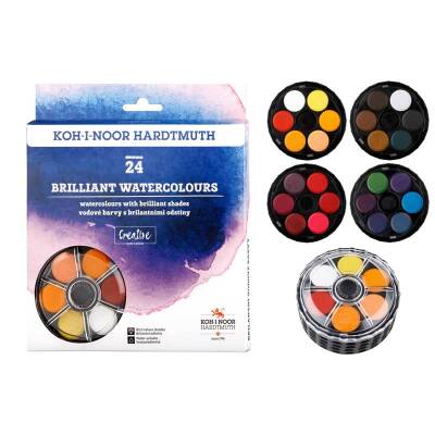 Koh-i Noor Brilliant Watercolours 24 Renk Yuvarlak Sulu Boya - 1