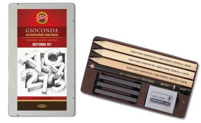 Koh-i Noor Gioconda Sketching Set Yassı Uçlu Çizim Seti Metal Kutu - 1