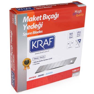 Kraf Geniş Maket Bıçağı Yedeği SK5 Ultra Karbon Çelik 18 mm 100'lü Paket - 1