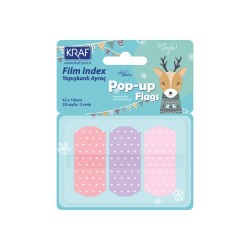 Kraf Index Film (PP) Pop-Up 3 Renk x 20 yp 42x19 mm Pastel Puantiyeli 4219-1 - 1