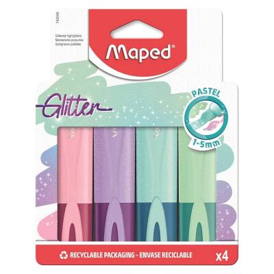 Maped Glitter Pastel Simli İşaretleme Kalemi 4'lü 742046 - 1