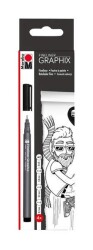 Marabu Graphix Fineliner 4'lü Set Siyah (0.2-0.4-0.8-Brush) - 1