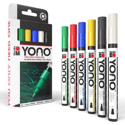 Marabu YONO Akrilik Marker 0.5-1.5 mm 6 Renk Set Basic - 1