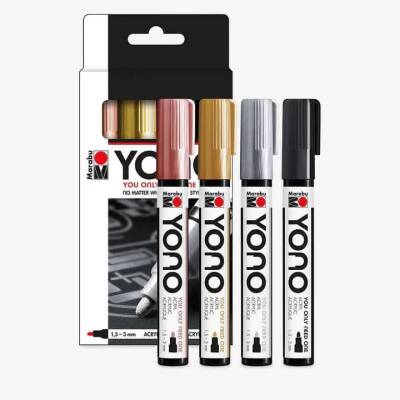 Marabu YONO Akrilik Marker 1.5-3 mm 4 Renk Set Metallic - 1