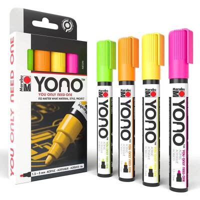 Marabu YONO Akrilik Marker 1.5-3 mm 4 Renk Set Neon - 1