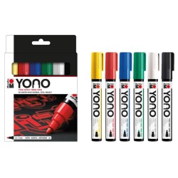 Marabu YONO Akrilik Marker 1.5-3 mm 6 Renk Set Basic - 1