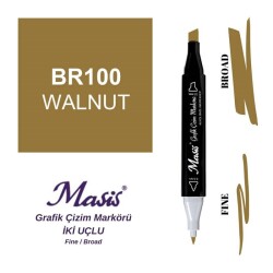 Masis Çift Uçlu Marker Grafik Çizim Kalemi 100 Ceviz - 1