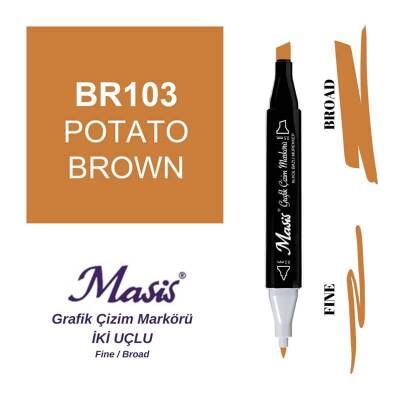 Masis Çift Uçlu Marker Grafik Çizim Kalemi 103 Patates Kahve - 1