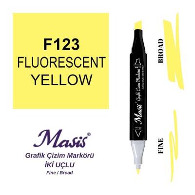 Masis Çift Uçlu Marker Grafik Çizim Kalemi 123 Floresan Sarı - 1