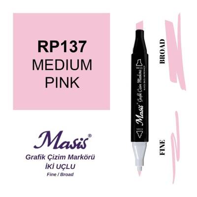 Masis Çift Uçlu Marker Grafik Çizim Kalemi 137 Pembe - 1