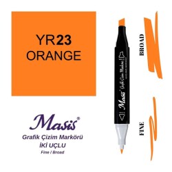 Masis Çift Uçlu Marker Grafik Çizim Kalemi 23 Turuncu - 1