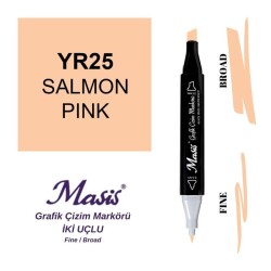 Masis Çift Uçlu Marker Grafik Çizim Kalemi 25 Somon Pembe - 1