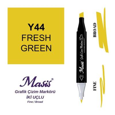 Masis Çift Uçlu Marker Grafik Çizim Kalemi 44 Canlı Sarı - 1