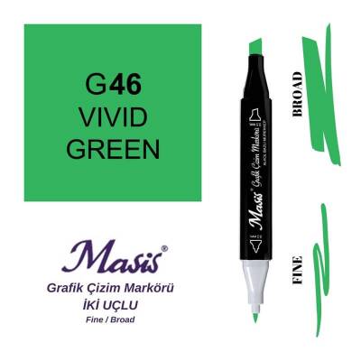 Masis Çift Uçlu Marker Grafik Çizim Kalemi 46 Parlak Yeşil - 1