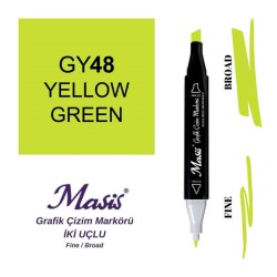 Masis Çift Uçlu Marker Grafik Çizim Kalemi 48 Sarımsı Yeşil - 1