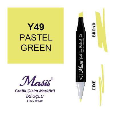 Masis Çift Uçlu Marker Grafik Çizim Kalemi 49 Pastel Yeşil - 1