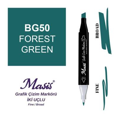 Masis Çift Uçlu Marker Grafik Çizim Kalemi 50 Orman Yeşili - 1