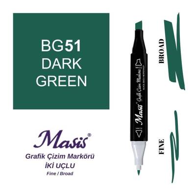 Masis Çift Uçlu Marker Grafik Çizim Kalemi 51 Yoğun Yeşil - 1