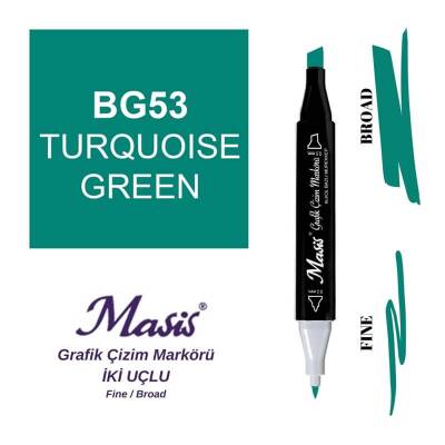 Masis Çift Uçlu Marker Grafik Çizim Kalemi 53 Turkuaz Yeşil - 1