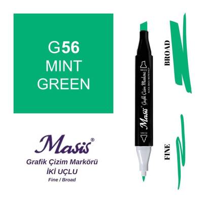 Masis Çift Uçlu Marker Grafik Çizim Kalemi 56 Nane Yeşil - 1