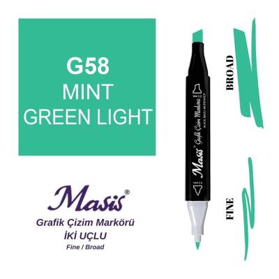 Masis Çift Uçlu Marker Grafik Çizim Kalemi 58 Açık Nane Yeşili - 1