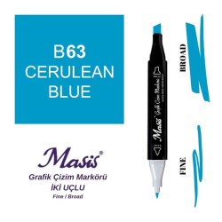 Masis Çift Uçlu Marker Grafik Çizim Kalemi 63 Yeşilimsi Mavi - 1