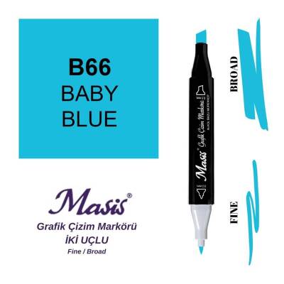 Masis Çift Uçlu Marker Grafik Çizim Kalemi 66 Bebe Mavi - 1