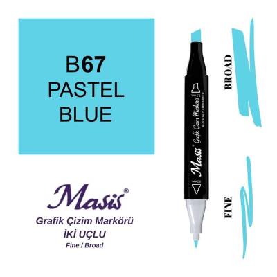 Masis Çift Uçlu Marker Grafik Çizim Kalemi 67 Pastel Mavi - 1