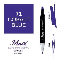 Masis Çift Uçlu Marker Grafik Çizim Kalemi 71 Kobalt Mavi - 1