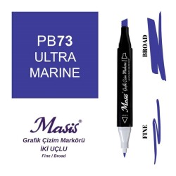 Masis Çift Uçlu Marker Grafik Çizim Kalemi 73 Ultramarin Mavi - 1