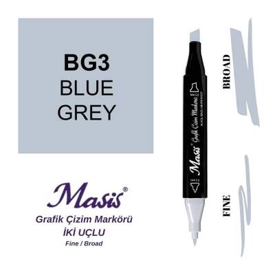 Masis Çift Uçlu Marker Grafik Çizim Kalemi BG3 Mavimsi Gri - 1