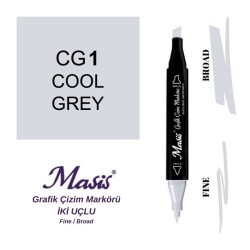 Masis Çift Uçlu Marker Grafik Çizim Kalemi CG1 Soğuk Gri - 1
