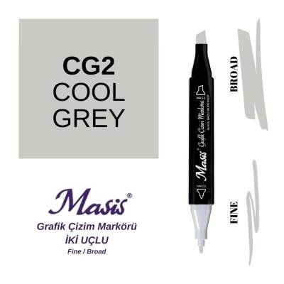 Masis Çift Uçlu Marker Grafik Çizim Kalemi CG2 SoğuK Gri - 1